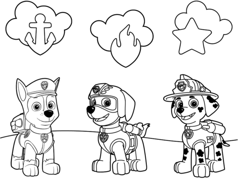 Paw Patrol Badges Coloring Page